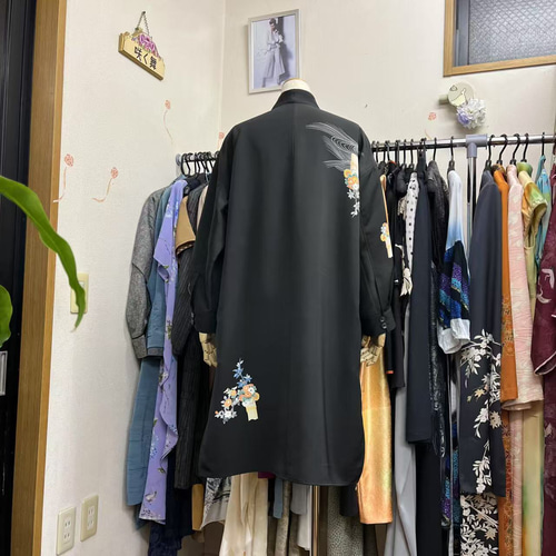 着物リメイク ハンドメイド ブラウスシャツ winepart12 R321 L ：アロハシャツ：花柄模様：L寸 着物リメイク！ シャツ