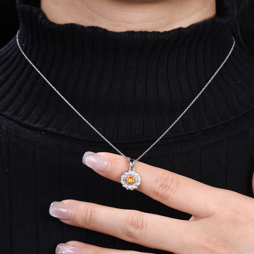ひまわりペンダント 11月の誕生石 天然シトリンネックレス K10