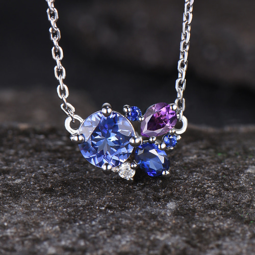 12月の誕生石 天然タンザナイトネックレス 9月の誕生石 ブルー