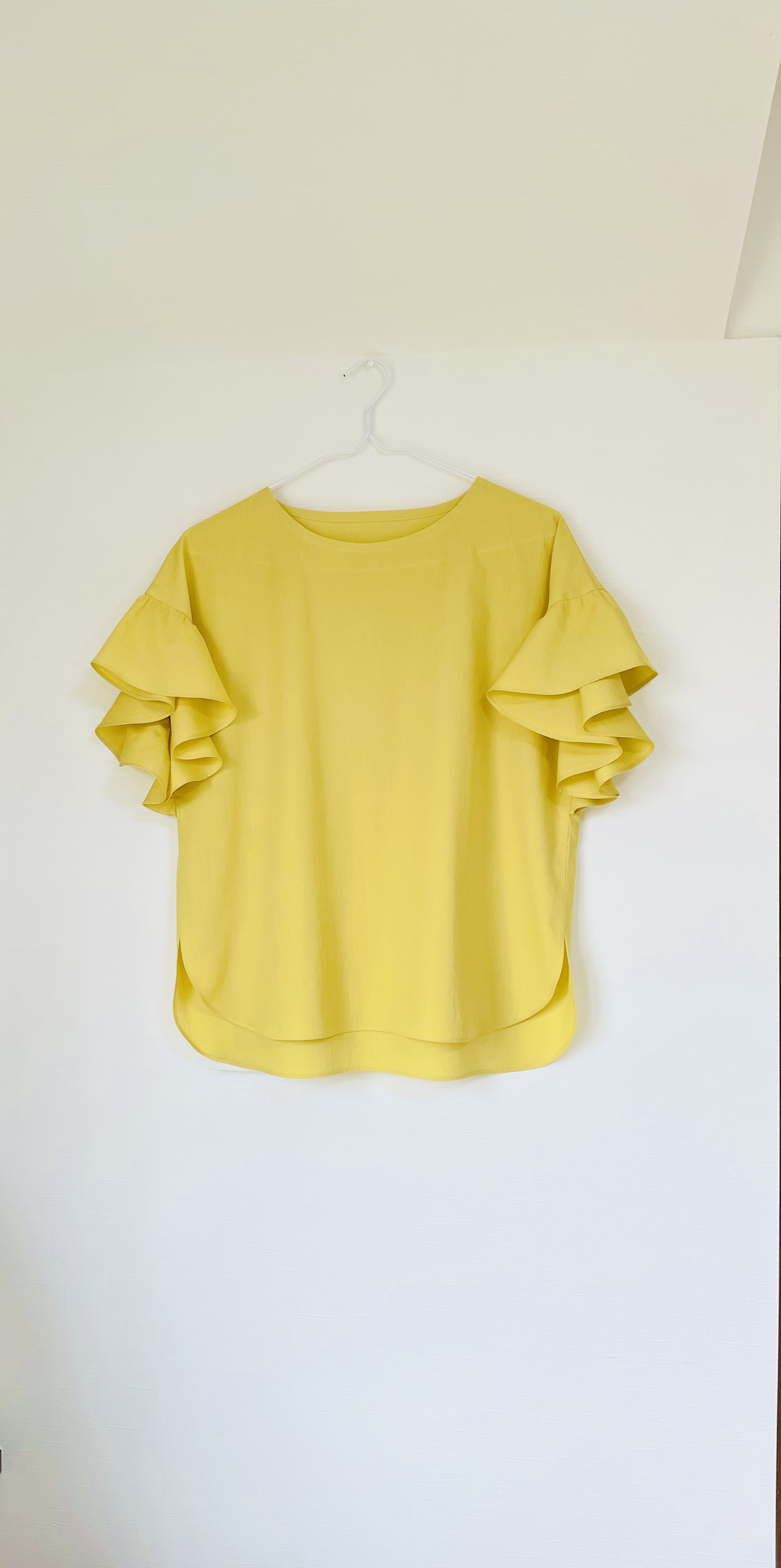 再販❣️『ミモザ2026』ワッシャーコットン選べるカラー 大人素敵なフリル袖のブラウス ミモザイエロー
