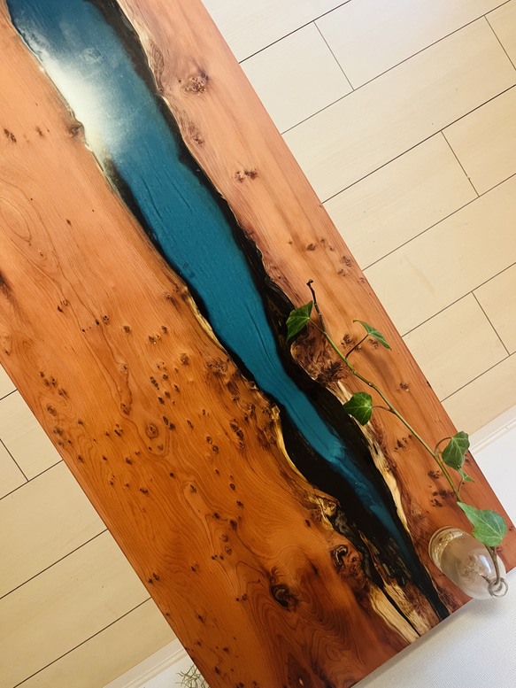 ローテーブル レジンテーブルリバーテーブル一位の木アイアンテーブル