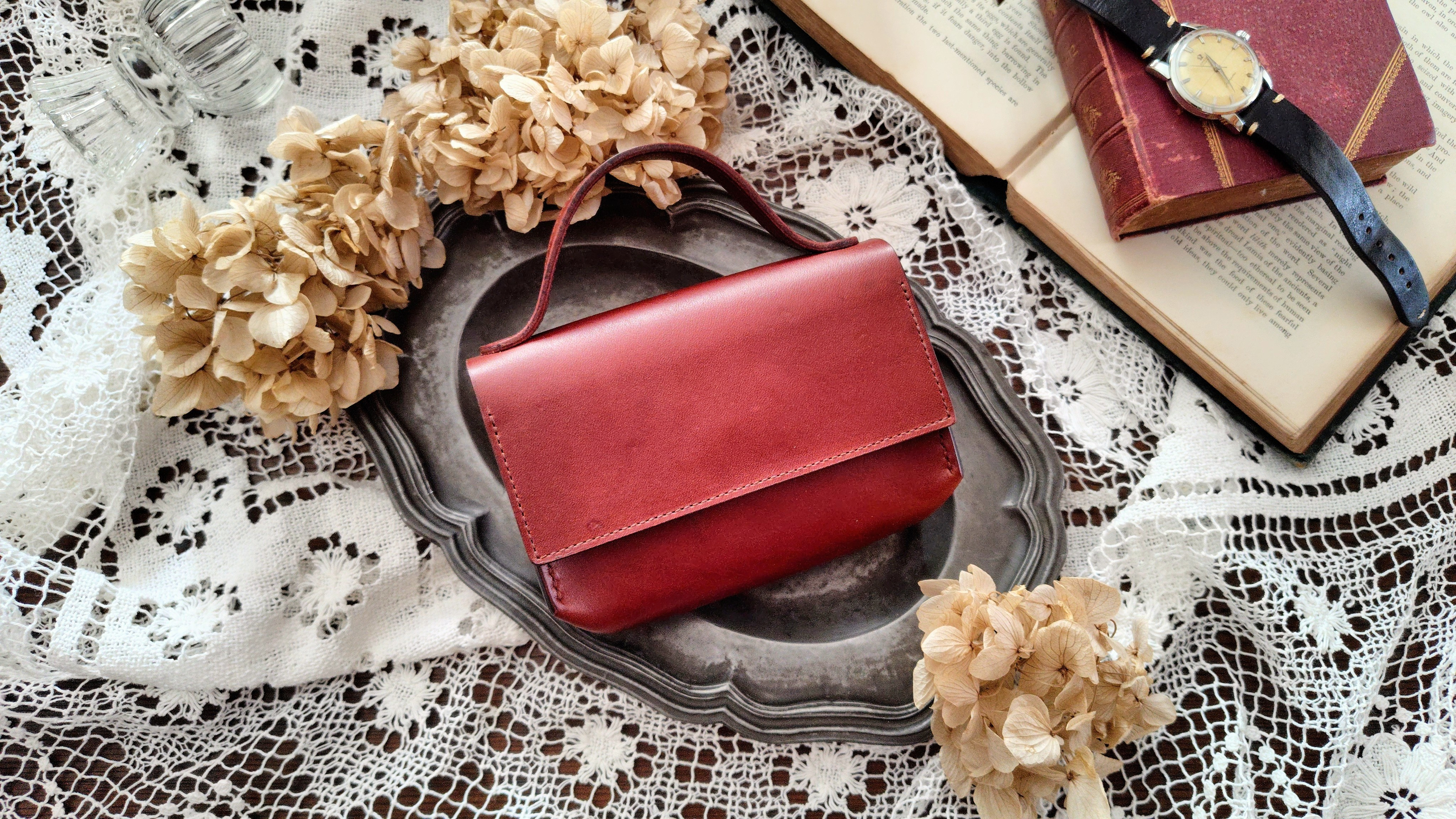 ミニバッグ◆レザー◆アンティーク調◆ブラウン◆IQOSケース◆メイクバッグ◆お薬ポーチ◆小物◆バッグチャーム◆送料無料