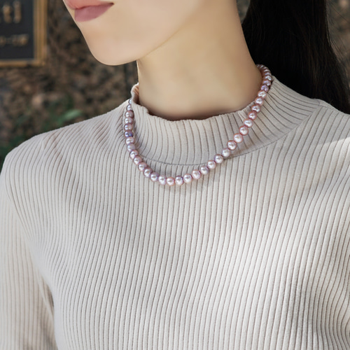 天然色ラベンダーピンク淡水真珠のネックレス ～Antonia ネックレス
