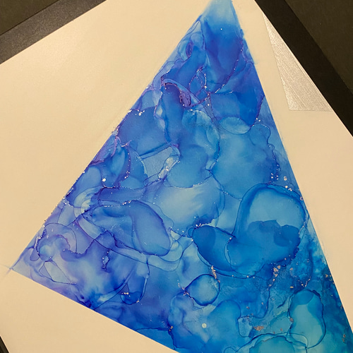 アルコールインクアート 原画 No.76 アルコールインクアート 原画 A4サイズ 絵 青 緑 紫