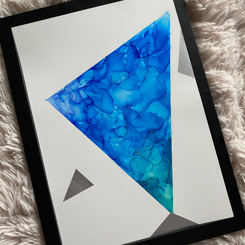 No.76 アルコールインクアート 原画 A4サイズ 絵 青 緑 紫