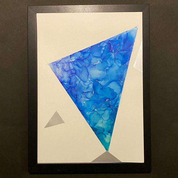 アルコールインクアート 原画 No.76 アルコールインクアート 原画 A4サイズ 絵 青 緑 紫