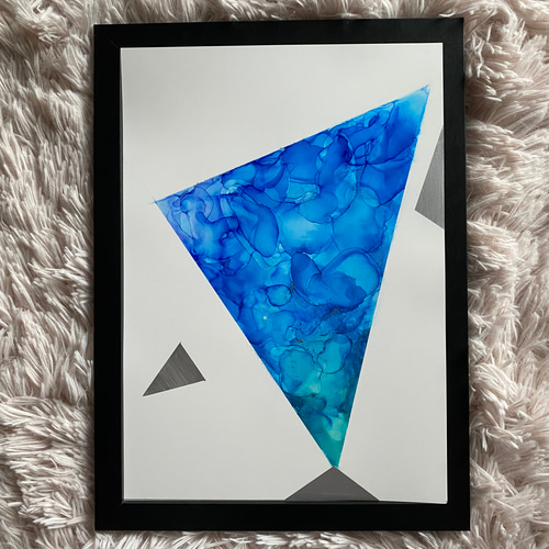 No.76 アルコールインクアート 原画 A4サイズ 絵 青 緑 紫