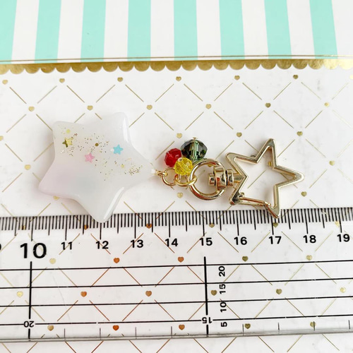 2278】アルトサックス 赤緑黄の花ニラ ホワイト星型×星カラビナ