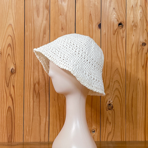 春夏コットン】かぎ針編みのおしゃれバケットハット クラッシャー