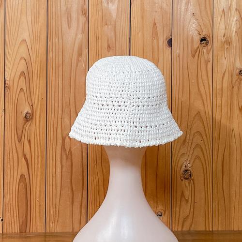 春夏コットン】かぎ針編みのおしゃれバケットハット クラッシャー