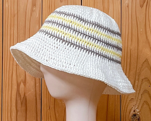 春夏コットン】かぎ針編みのおしゃれバケットハット クラッシャー