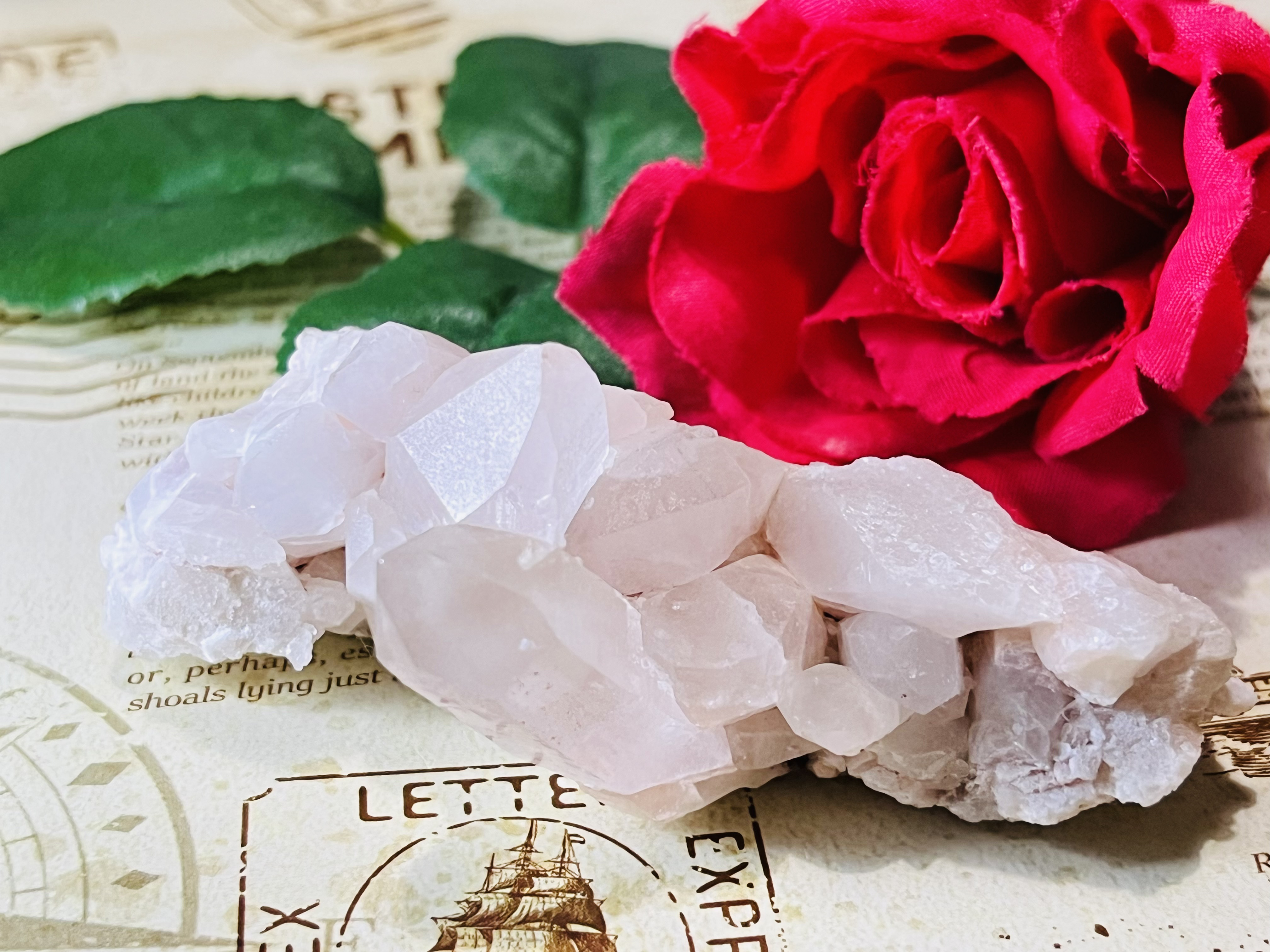 レシーバー　ヒマラヤ  マニカラン産　ピンク水晶  原石　クラスター