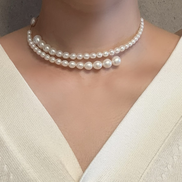 タヒチアンパール グラデーション ネックレス☆Maimoda Jewelry パールメタルMIXネックレス /日本製(ネックレス) | HIROKO