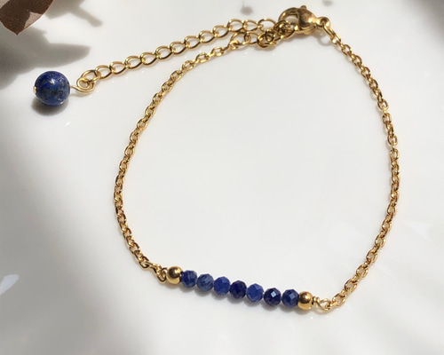 ソーダライト◇ラピスラズリ◇ 天然石ブレスレット◇ゴールド