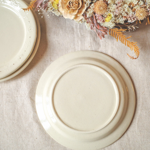 Hana no wa- いっちんのリム皿｜きなり色｜15cm｜陶器｜金彩｜プレート