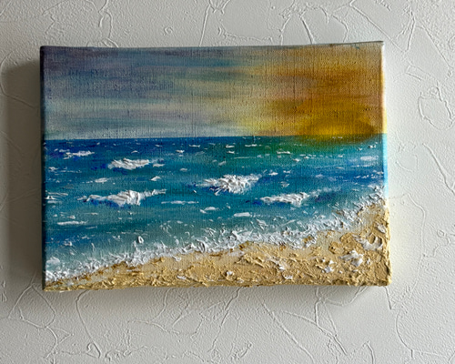 テクスチャーアート　絵画 原画 テクスチャーアート ～水平線と夕陽〜 絵画 vie fleur 通販