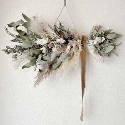 ドライスワッグ 横長スワッグ 大きいスワッグ 横向きスワッグ ナチュラル ドライフラワー 横長スワッグ