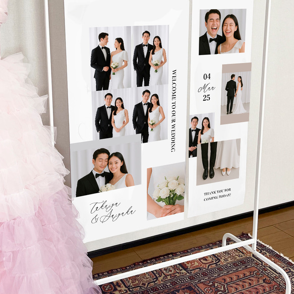 IKEAのハンガーラックにぴったり♪2枚セットタペストリー  ウェルカムタペストリー   ウェディング タペストリー 2枚目の画像