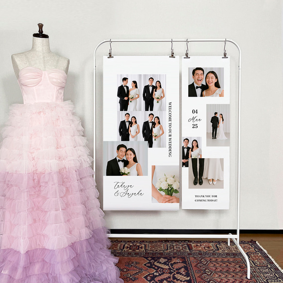 IKEAのハンガーラックにぴったり♪2枚セットタペストリー  ウェルカムタペストリー   ウェディング タペストリー 1枚目の画像