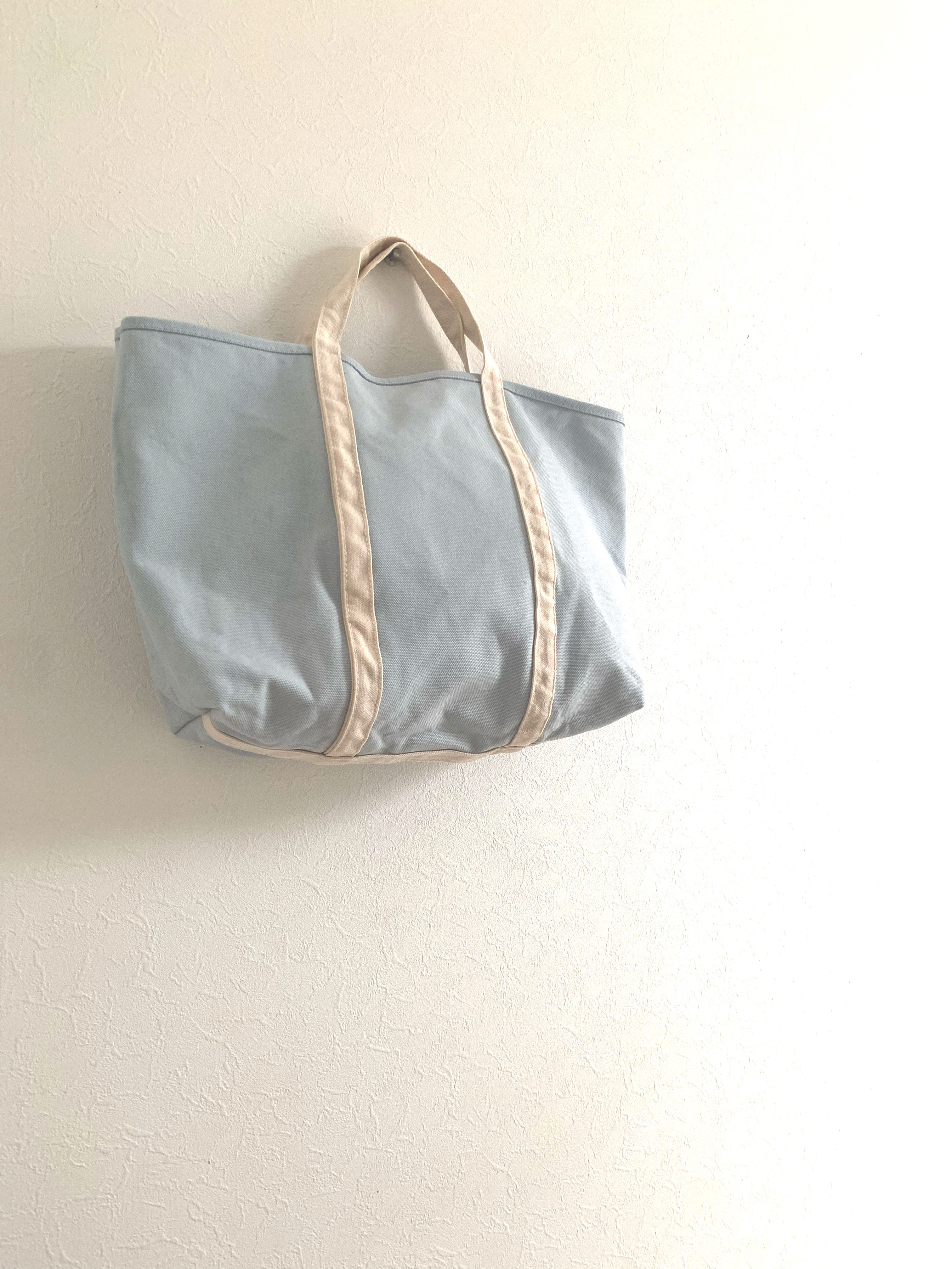 【A4対応】帆布　BASIC TOTE ( M )　パウダーブルー×生成り