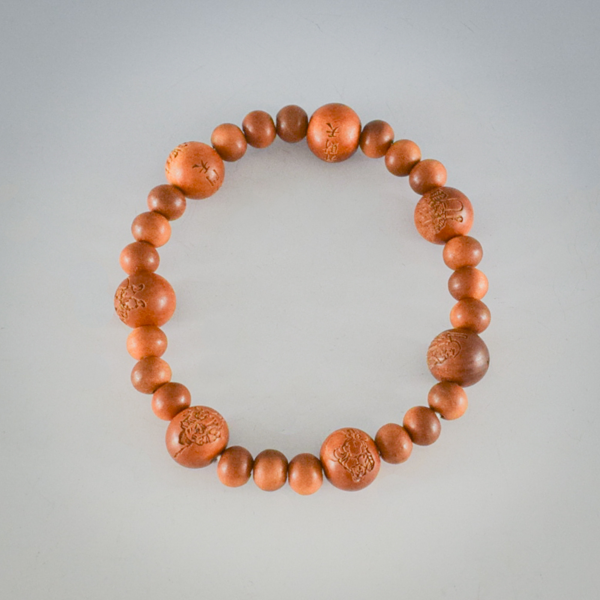 インド白檀　七福神 　彫刻　 ウッド　腕輪　ブレスレット　数珠　京都　UDA151