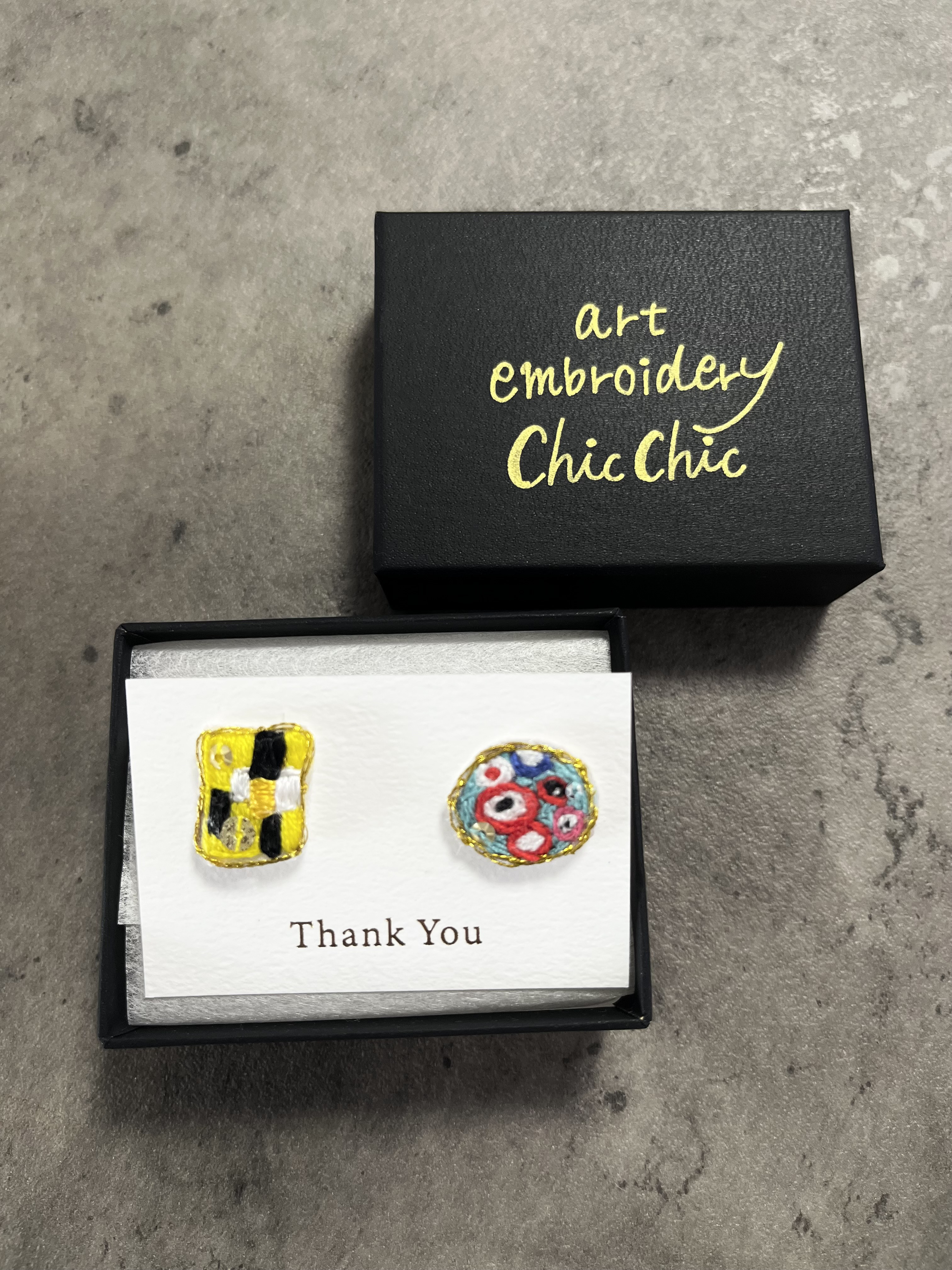 刺繍ピアス　絵画　クリムト