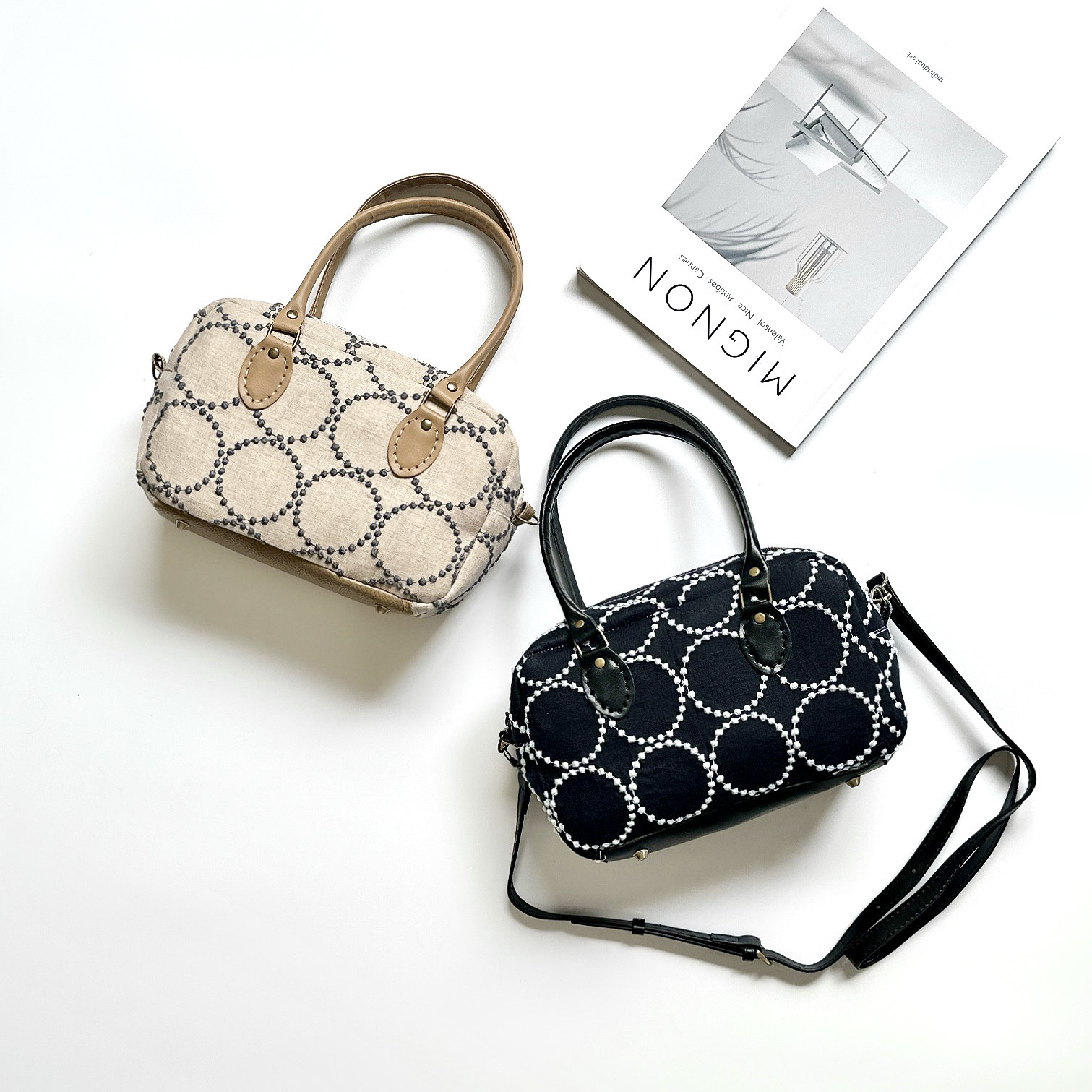 ＼新作／ミナペルホネン/タンバリン生地の2wayスクエアミニボストンバッグ【選べる2種類】ストラップ付