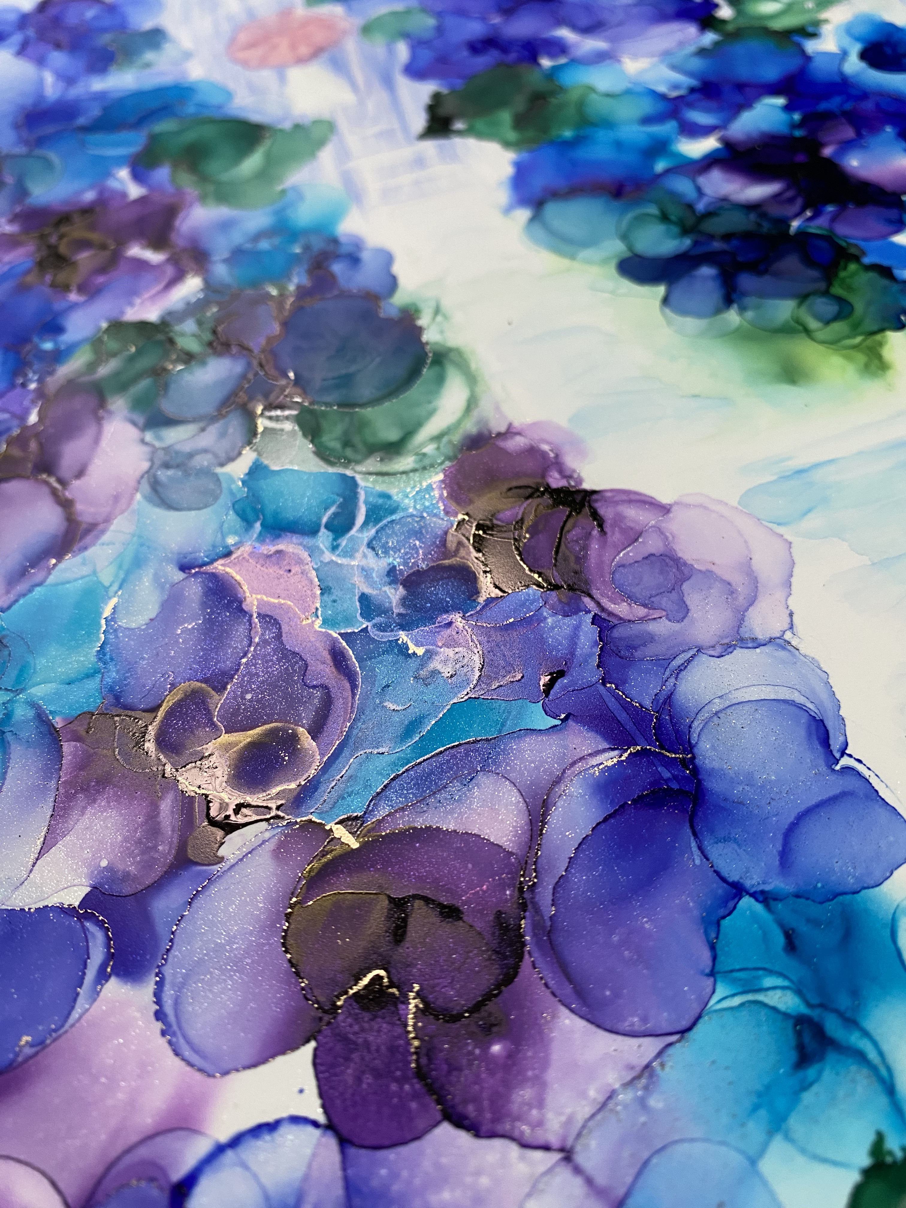 No.78 アルコールインクアート 原画 A4サイズ 絵 紫陽花 風景