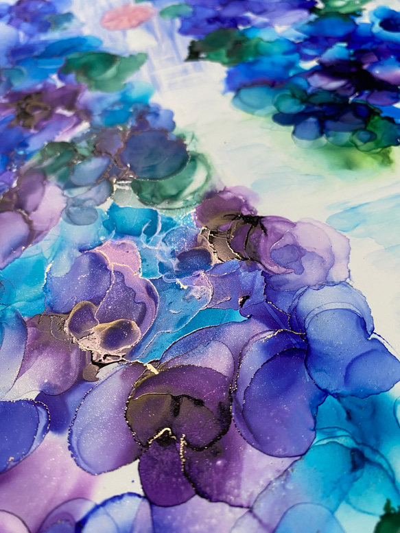 No.78 アルコールインクアート 原画 A4サイズ 絵 紫陽花 風景