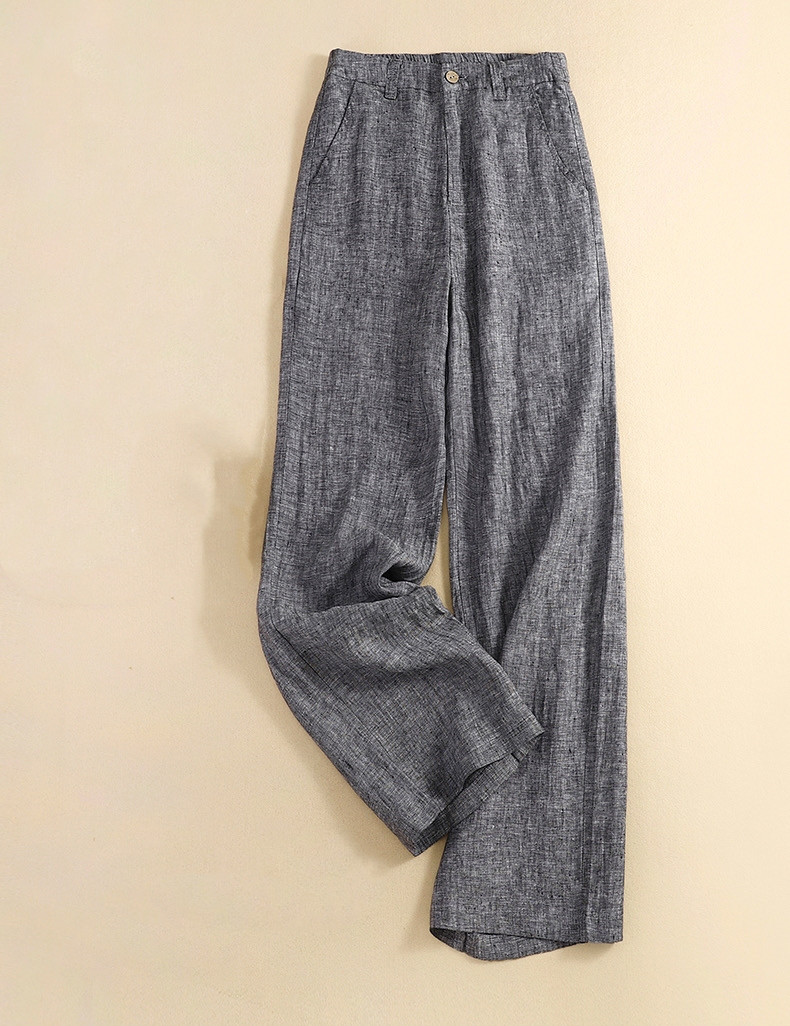 大人っぽ上品綿麻ワイドパンツ 背面ゴム 快適 こなれ感 ストレッチ ルーズ イージー