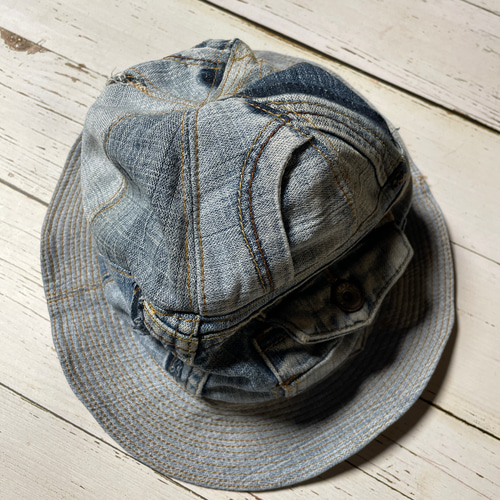 デニムリメイクダメージパッチワークハットhat-0005 ハット