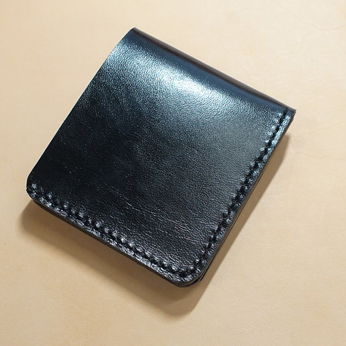 スマートトラッカーウォレット タンニン鞣し ブラック 茶芯 馬革手縫い