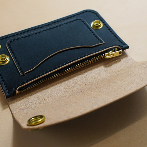 ロングトラッカーウォレット　丘染め茶芯ブラック　真鍮 トラッカーウォレット ミドルトラッカーウォレット 丘染め茶芯ブラック 真鍮