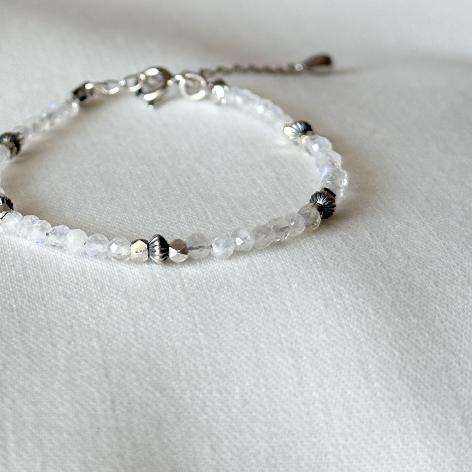 シルバー925 ナバホパール & ムーンストーン ブレスレット メンズ レディース