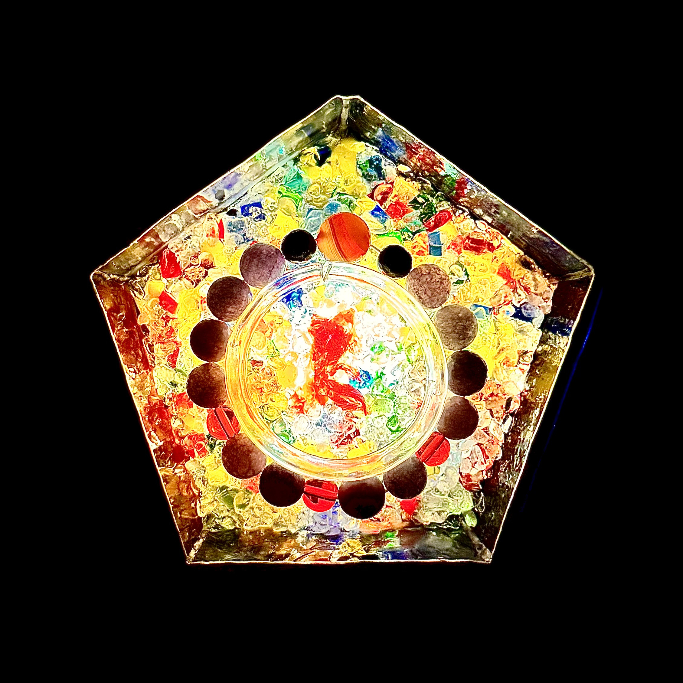 L-41 自然石のブレスレット& ステンドグラスのイルミネーション皿