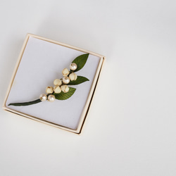 革花パール　ボタニカルブローチ　スズラン L 6枚目の画像