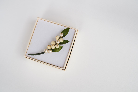 革花パール　ボタニカルブローチ　スズラン L 6枚目の画像
