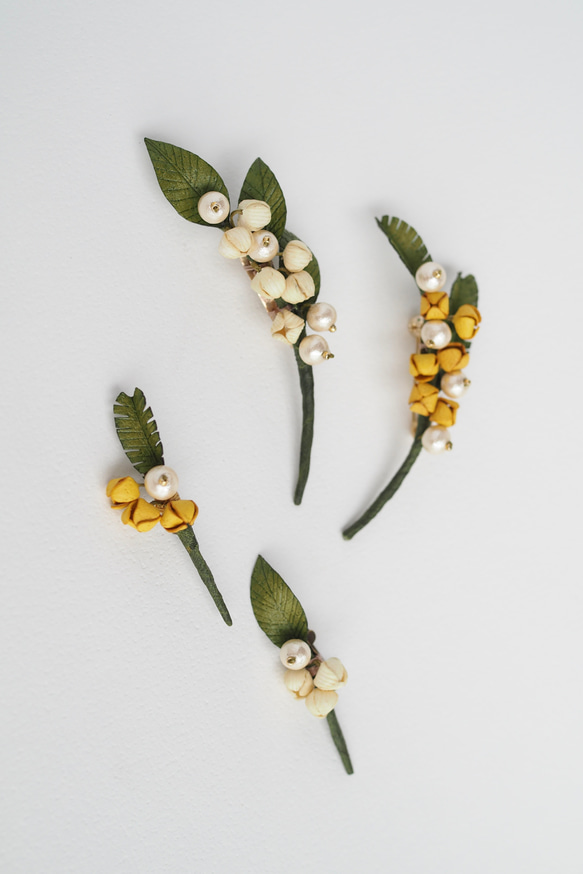 革花パール　ボタニカルブローチ　スズラン L 10枚目の画像