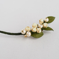 革花パール　ボタニカルブローチ　スズラン L 2枚目の画像