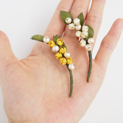 革花パール　ボタニカルブローチ　スズラン L 7枚目の画像