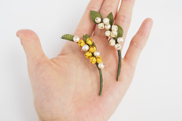 革花パール　ボタニカルブローチ　スズラン L 7枚目の画像