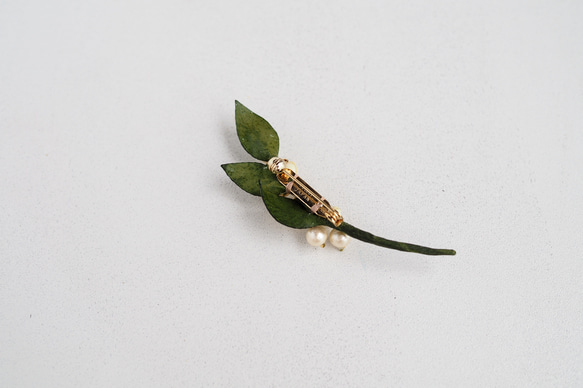 革花パール　ボタニカルブローチ　スズラン L 5枚目の画像