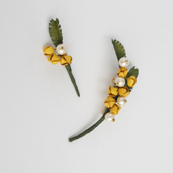 革花パール　ボタニカルブローチ　ミモザ S 6枚目の画像