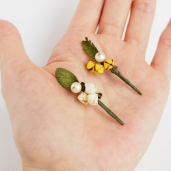 革花パール　ボタニカルブローチ　ミモザ S 5枚目の画像