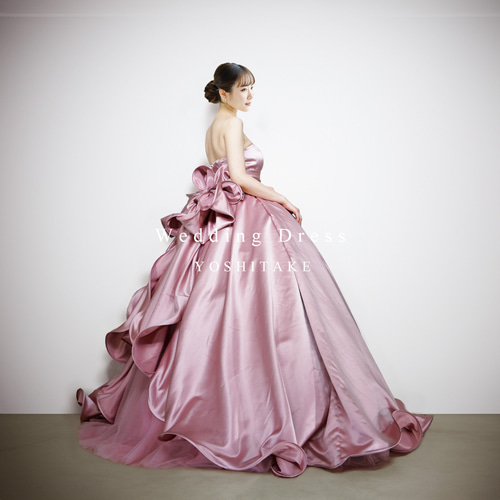 オーダー制作】ウエディングドレス.ピンク.カラードレス.サテン