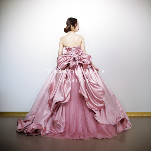 オーダー制作】ウエディングドレス.ピンク.カラードレス.サテン