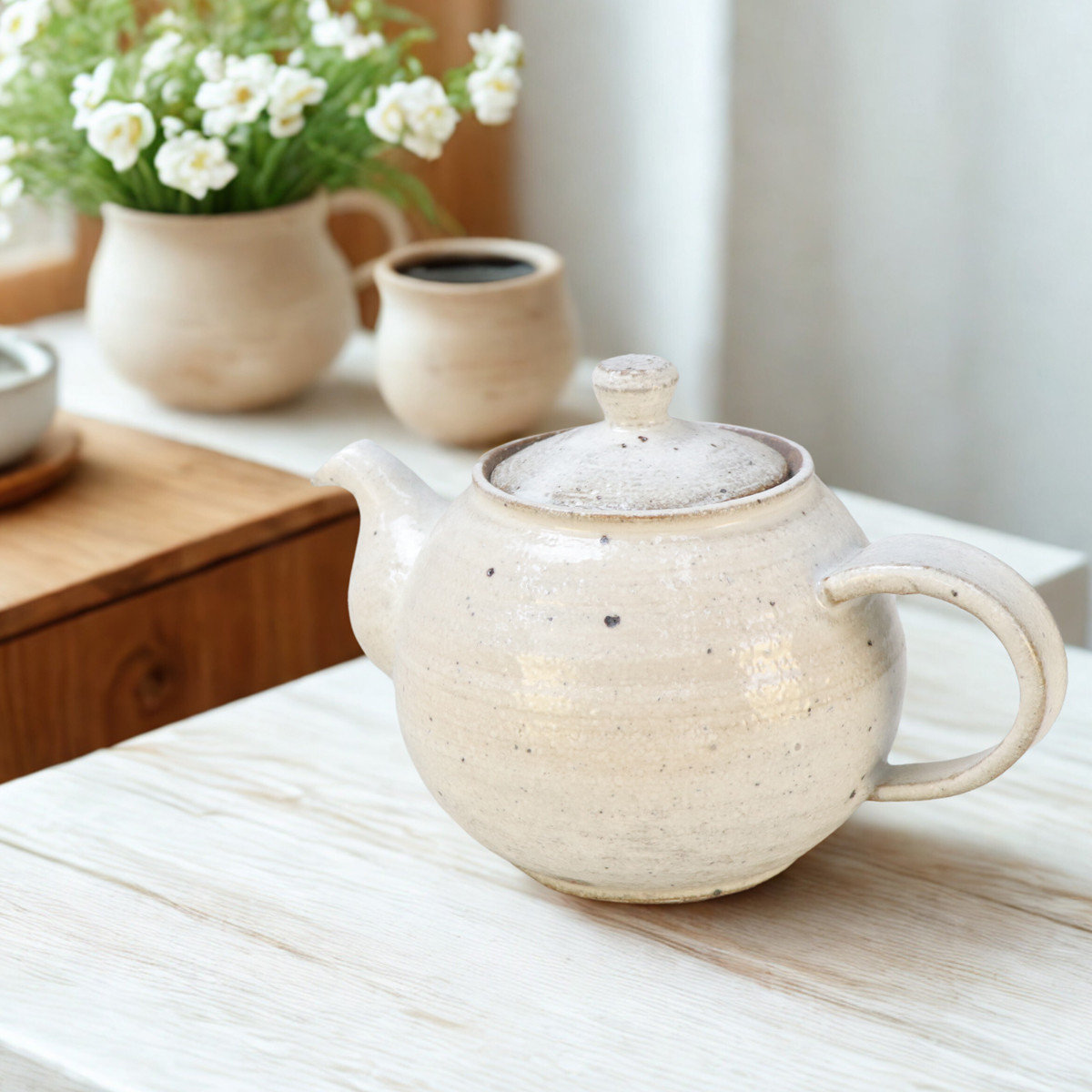 ろくろ粉引ポット 【美濃焼】 5,082円