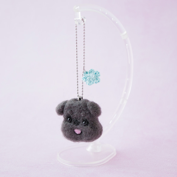 シュナウザー ブラック お花チャーム バッグにつけて一緒にお出かけ ギフト プレゼント シュナウザーグッズ 11枚目の画像