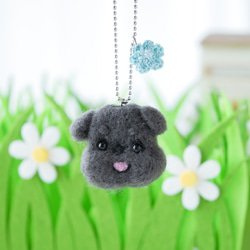 シュナウザー ブラック お花チャーム バッグにつけて一緒にお出かけ ギフト プレゼント シュナウザーグッズ 5枚目の画像