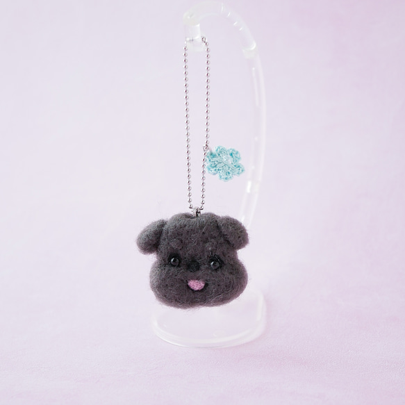 シュナウザー ブラック お花チャーム バッグにつけて一緒にお出かけ ギフト プレゼント シュナウザーグッズ 10枚目の画像